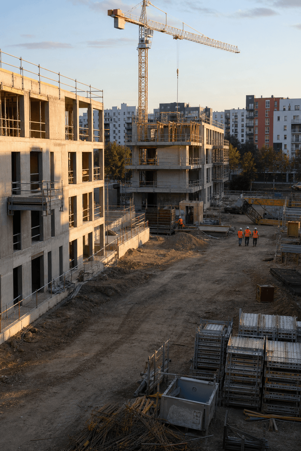 Chantier d'une opération EPL, logements et aménagement